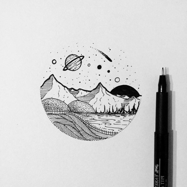 Рискунки чёрной ручкой