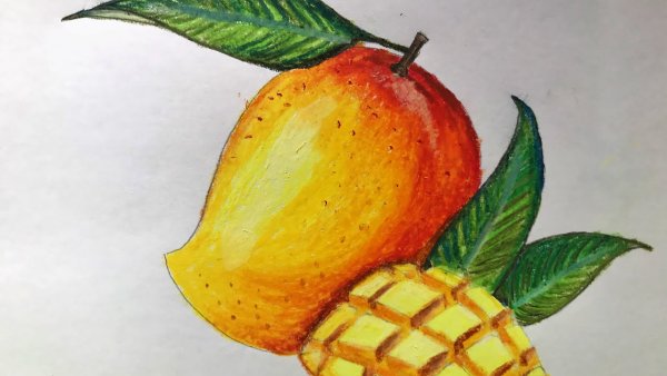Рисунок манго цветными карандашами