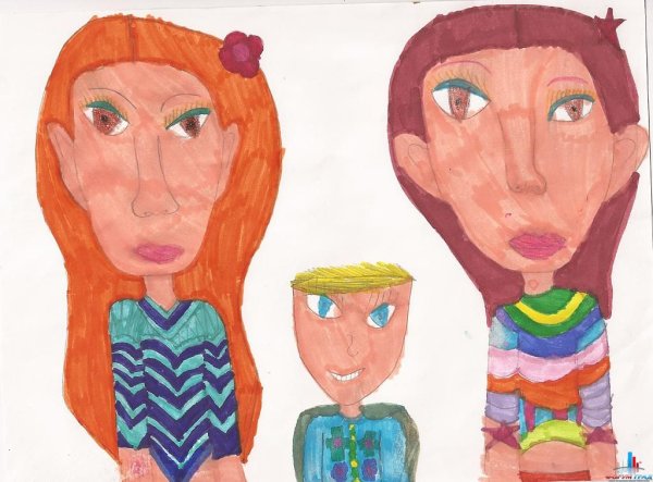 Рисунок моя семья фломастером