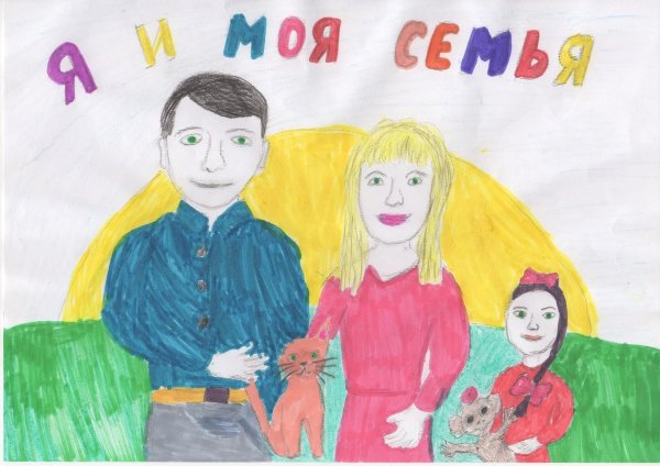 Рисунок мама папа я дружная семья