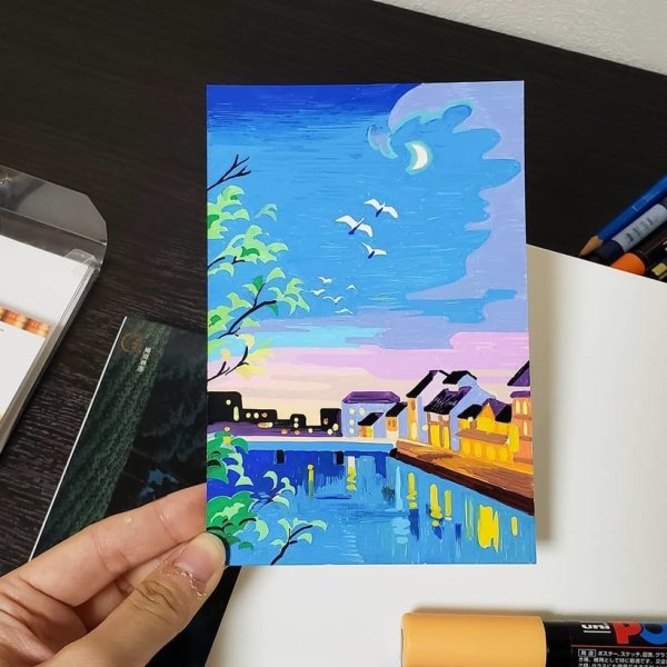 Рисунки фломастерами на холсте