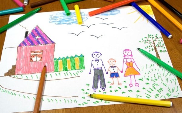 Рисунок семьи легкий