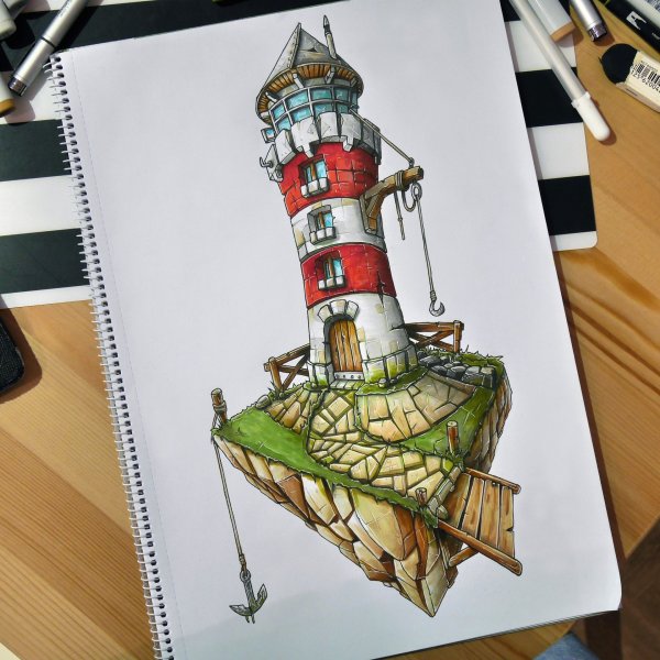 Скетчинг маркерами Маяк Маяк