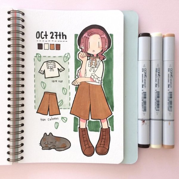 Одежда маркерами для скетчбука