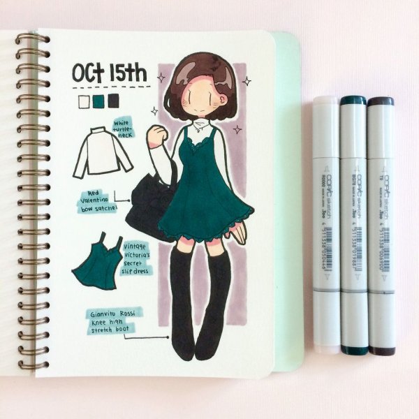 Милые девочки в скетчбук