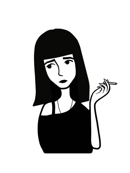 Девушка черным маркером