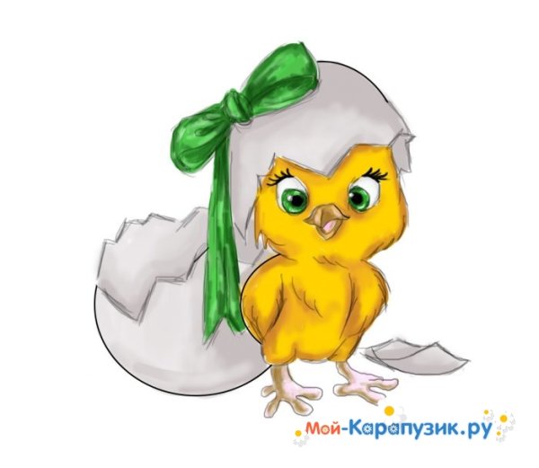 Цыпленок акварелью