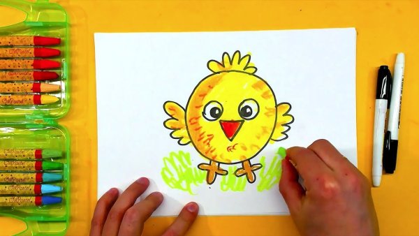 Цыпленок акварелью