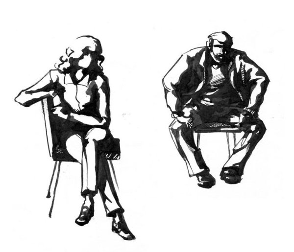 Зарисовки людей тушью