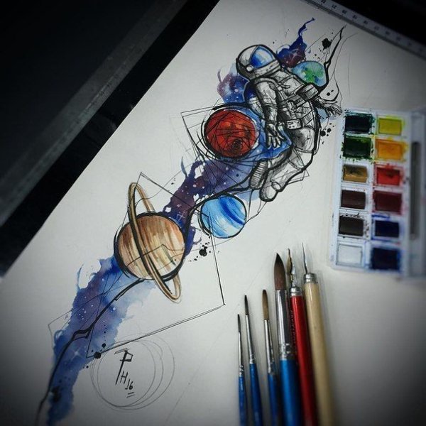 Космос эскиз цветной