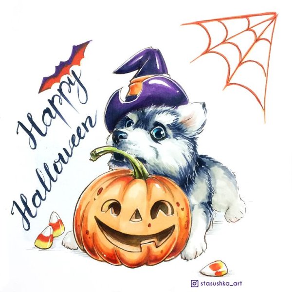 Скетчи маркерами Хэллоуин