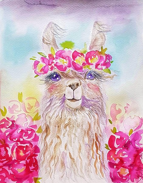 Идеи рисунков акварелью лама