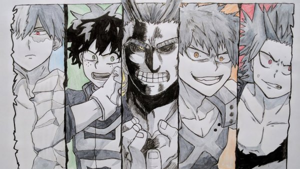 Моя геройская Академия Мидория карандашом