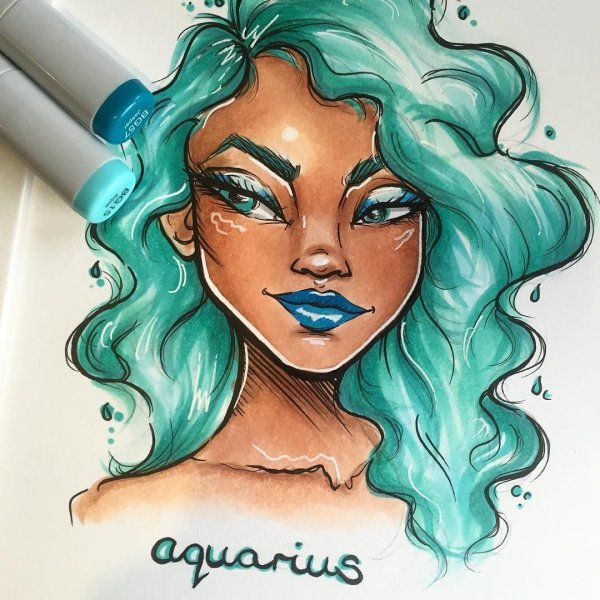 Скетчи девушек маркерами знак зодиака
