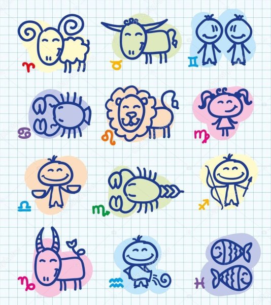 Детские рисунки знаков зодиака