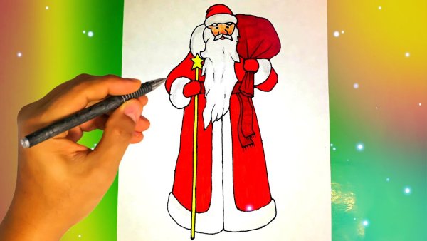 Дед Мороз рисунок карандашом