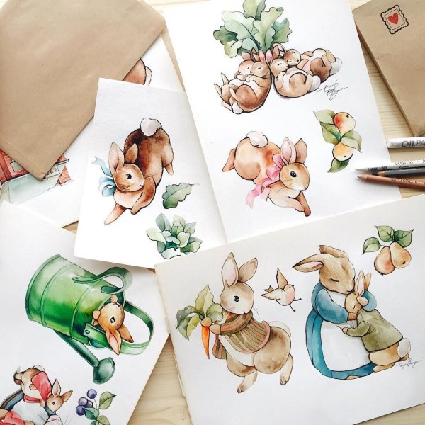 Кролик маркерами