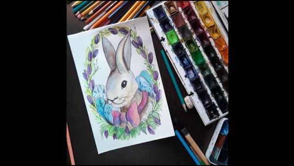 Рисунки на Пасху в скетчбуке