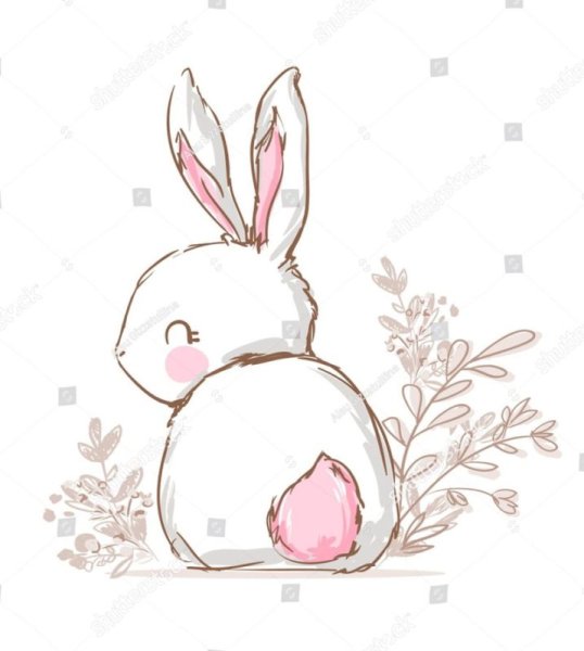 Кролик скетч акварель