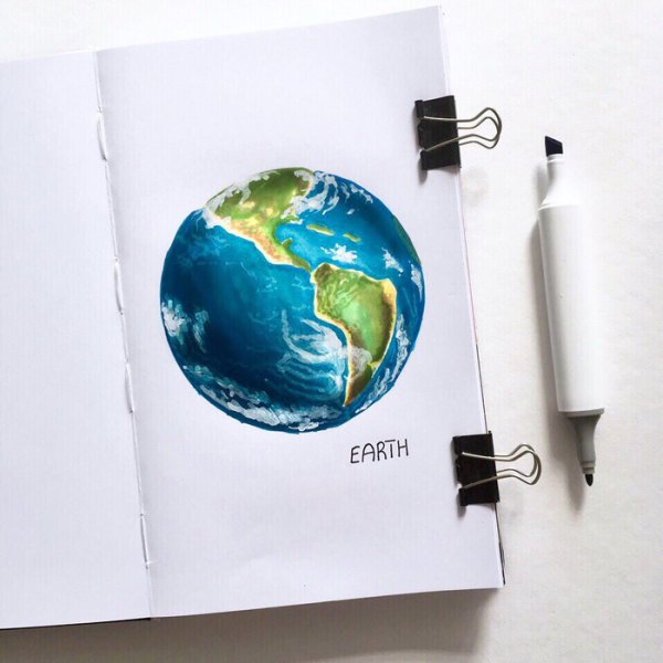 Планета земля маркерами