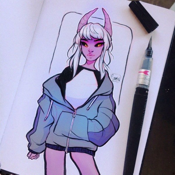 Дьявол рисунок маркерами