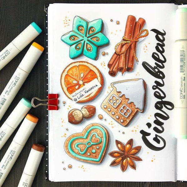 Новогодние открытки маркерами