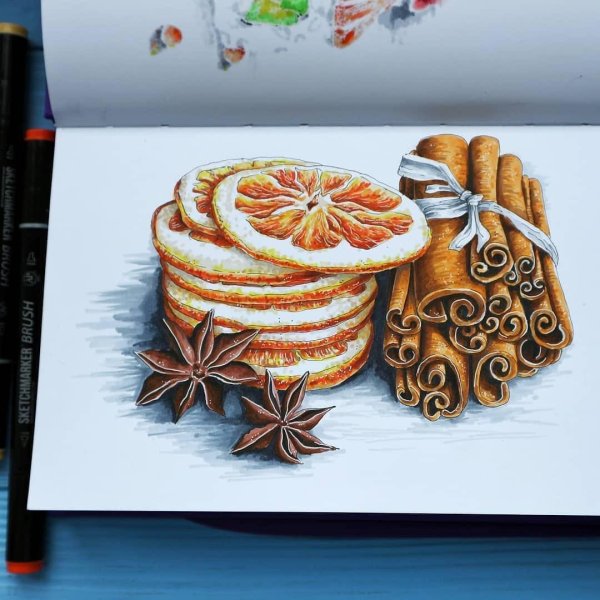 Новогодние открытки маркерами