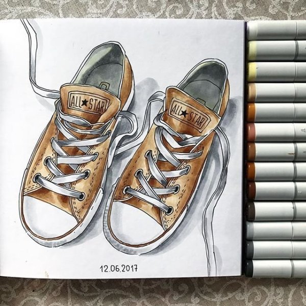 Иллюстрации маркерами обувь