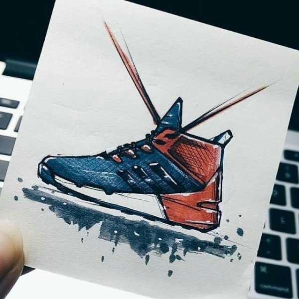 Скетч маркерами обувь