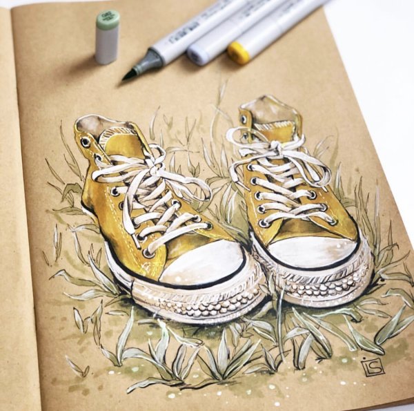 Скетчинг маркерами кроссовки