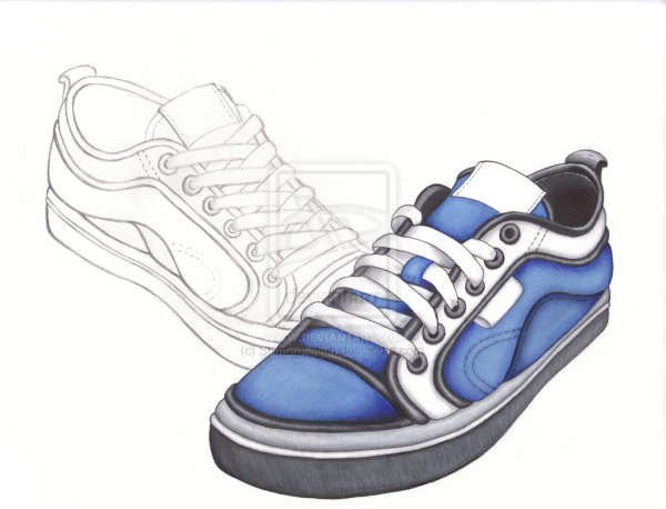 Скетчинг маркерами кроссовки