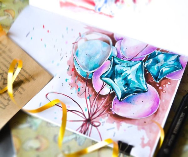 Воздушные шары скетч маркерами