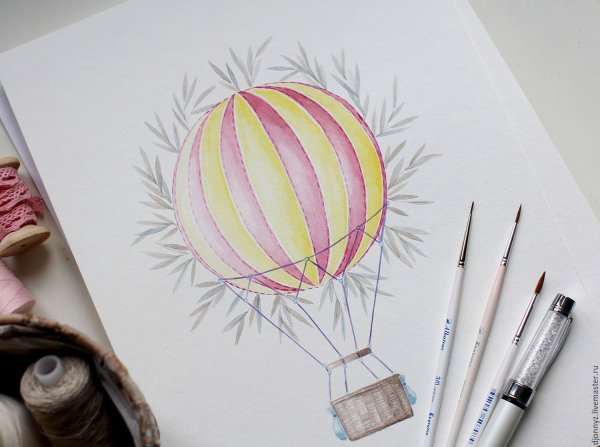 Воздушный шар цветными карандашами