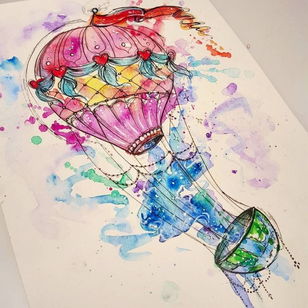 Тату Акварельная воздушный шар