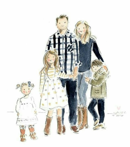 Семья акварель