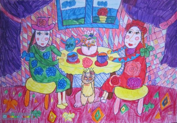 Рисунки семья фломастерами