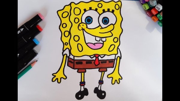 Как разукрасить губку Боба фломастерами