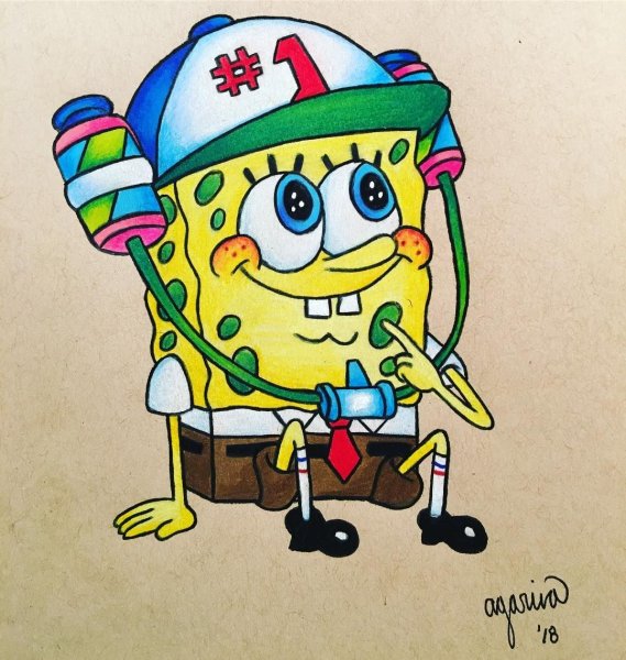 Рисунки фломастерами губка Боб