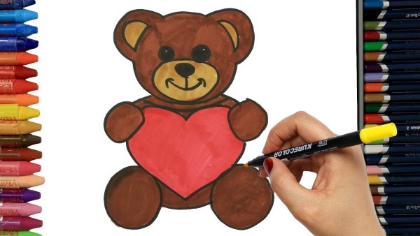 Мишка красками для детей