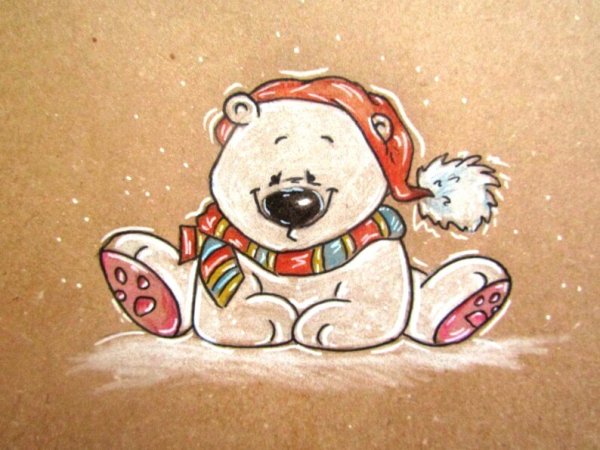 Мишка рисунок фломастерами