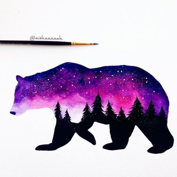 Акварельные силуэты животных