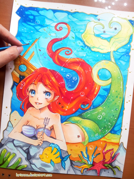 Скетч Русалка маркерами