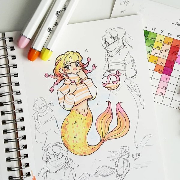 Русалка маркерами