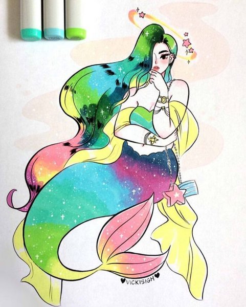 Русалка маркерами