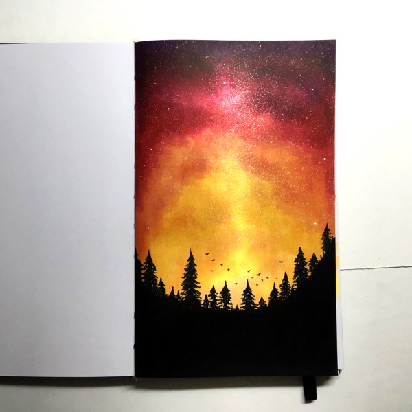 Нарисовать закат фломастерами