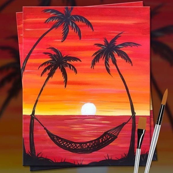 Закат рисунок фломастерами