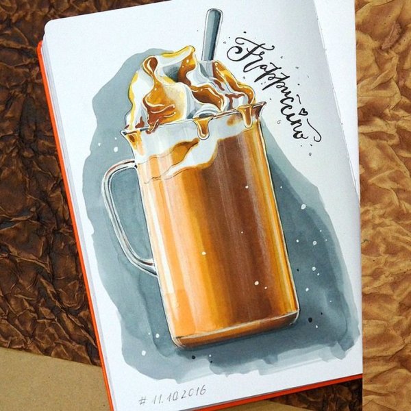 Скетчинг маркерами кофе