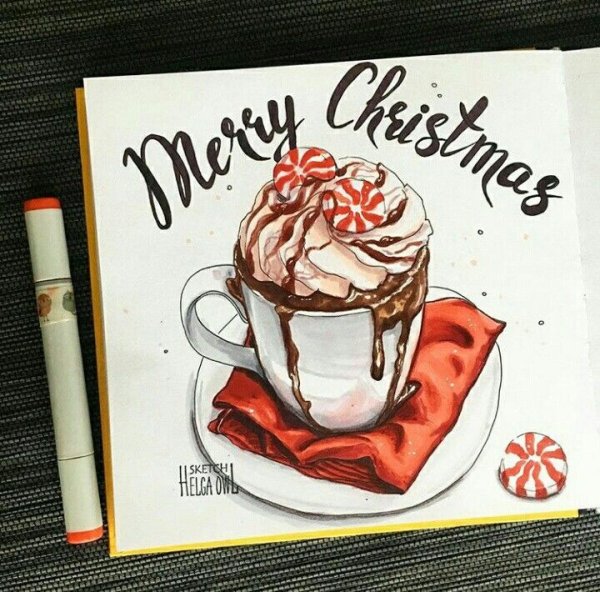 Скетч новогодний кофе