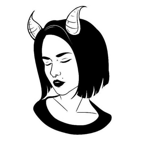 Девушка с рогами рисунок