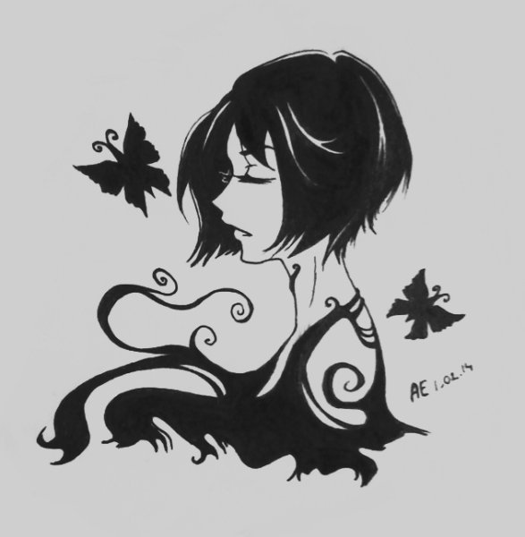 Рисунки гелевой ручкой аниме